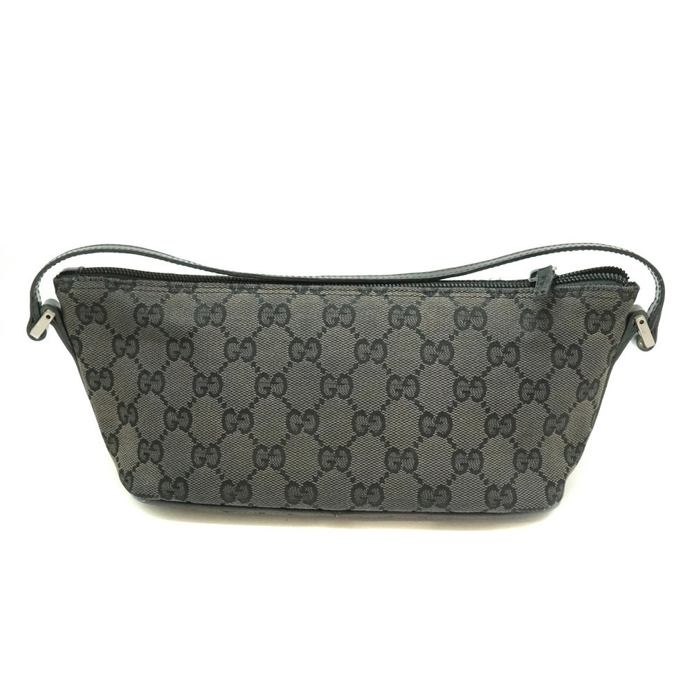 GUCCI Clutch GG Canvas Leather Black Gray Cosmetic Case Handbag - Picture 3 of 8